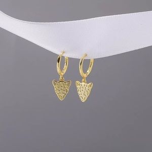 New 18K Gold Vermeil Sterling Silver 925 Leopard Hoops pair